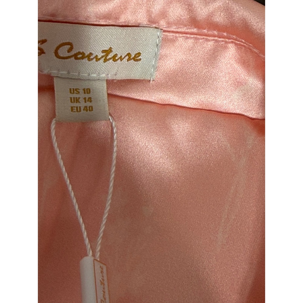 TS Couture Peach Pink Satin Floral Jacquard 2 Piece Pant Suit Set Womens 10 NEW - Picture 5 of 16